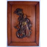 A MAGNIFICENT 19TH CENTURY JAPANESE MEIJI PERIOD CARVED AND LACQUER PANEL of superior quality, wonde