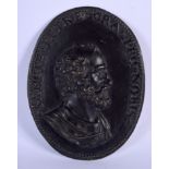 AN 18TH/19TH CENTURY CONTINENTAL BRONZE PORTRAIT PLAQUE depicting a portrait. 18 cm x 13 cm.