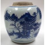 A CHINESE BLUE AND WHITE GINGER JAR Kangxi style. 18 cm high.