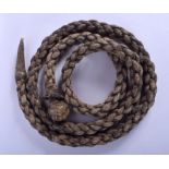 AN 18TH/19TH CENTURY MARITIME KNOT SAILORS ROPE possibly a mooring line. 275 cm long.