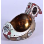 AN UNUSUAL CONTINENTAL SILVER AND ENAMEL KOVSCH decorated with motifs. 5.6 oz. 12 cm x 7 cm.