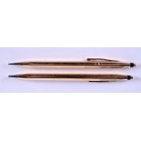 TWO VINTAGE AMERICAN 14CT GOLD PENS. 44 grams. 11.5 cm long. (2)