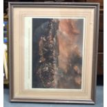 THREE LARGE FRAMED MILITARY PRINTS. (3)