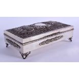 AN ANTIQUE PERSIAN CIGARETTE BOX decorated with foliage. 27.6 oz inc liner. 19 cm x 11 cm.