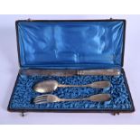 A CASED SET OF 19TH CENTURY RUSSIAN SILVER CUTLERY by Petr Abrosimov, Assay mark Anatoly Artsybashev