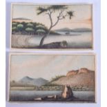 TWO 19TH CENTURY CHINESE PITH PAPER WATERCOLOURS Qing. Largest 8 cm x 4.5 cm. (2)