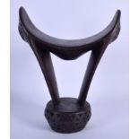 AN ETHIOPIAN TRIBAL CARVED WOOD OROMO HEADREST or possibly South African/Southern Zimbabwe, decorate