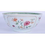 AN 18TH CENTURY CHINESE EXPORT FAMILLE ROSE BOWL Qianlong, painted with flowers. 21 cm wide.