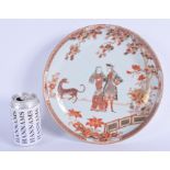 A RARE LARGE 17TH CENTURY CHINESE EUROPEAN MARKET IMARI DISH Kangxi, painted with a male and female