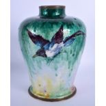 A LATE 19TH CENTURY FRENCH JULES SARLANDIE ENAMELED VASE C1874-1933, made for Limoges, painted with