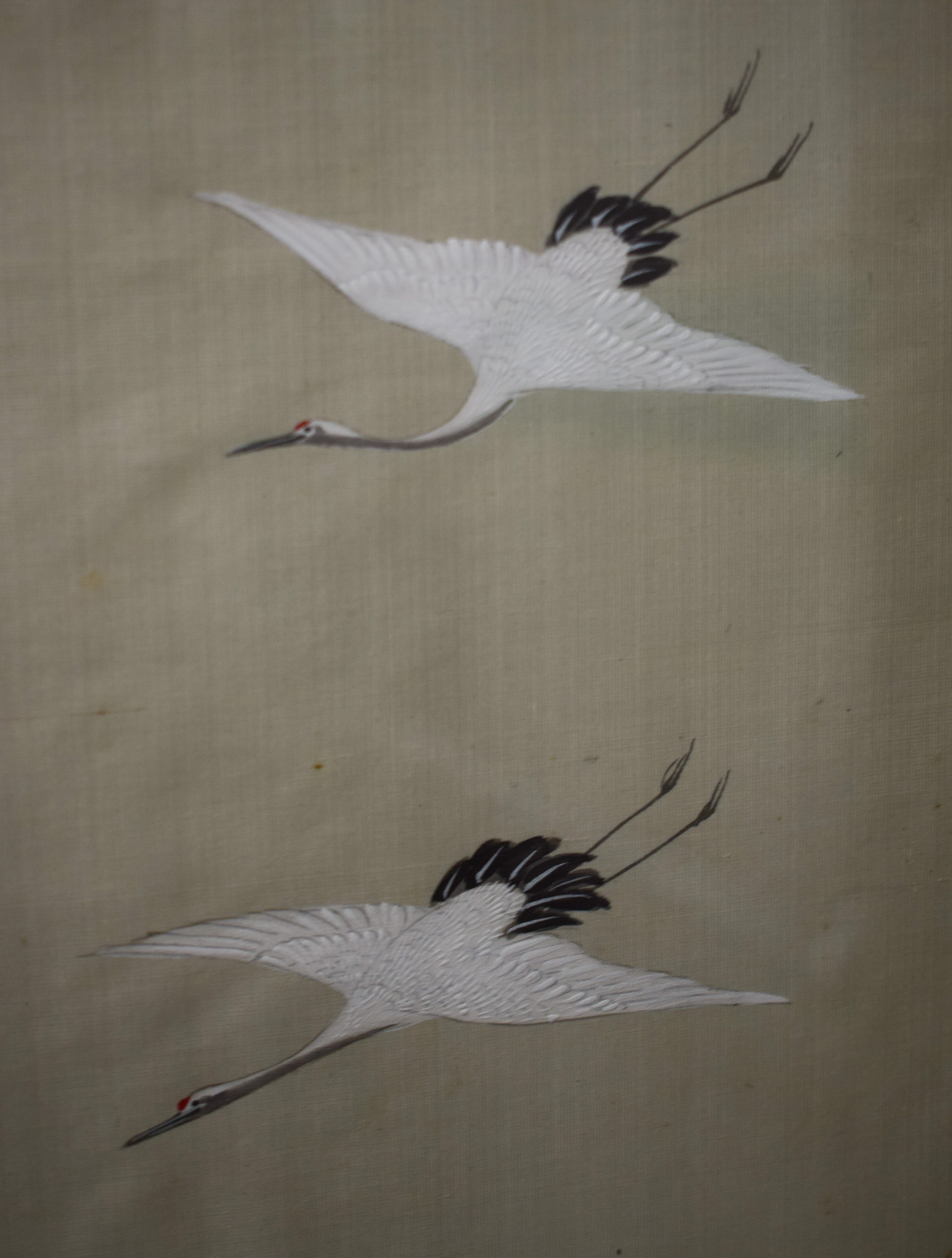 A 19TH CENTURY JAPANESE MEIJI PERIOD THREE PANEL SILKWORK SCREEN painted with birds within a landsca - Image 21 of 27