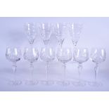 SIX FINE HEAVY CRYSTAL HOCK GLASSES and four spiral glasses attributed to Waterford. (10)