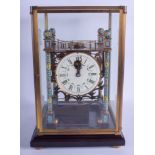 A LARGE CONTEMPORARY BRASS SKELETON CHAMPLEVE ENAMEL BALL CLOCK. Clock 31 cm x 15 cm.