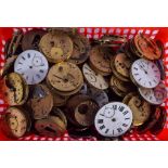 A LARGE COLLECTION OF ANTIQUE CLOCK POCKET WATCH MOVEMENTS including Schwarzschild Frankfurt, Henry