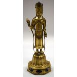 A LARGE CHINESE GILT BRONZE BUDDHA. 30 cm high.