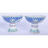 A PAIR OF EARLY 20TH CENTURY CHINESE FAMILLE ROSE STEM CUPS Guangxu. 10 cm x 10 cm.
