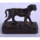 AN ANTIQUE MINIATURE FRENCH BRONZE DOG by Fratin. 6 cm x 3.25 cm.