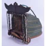 AN ANTIQUE ORIENTAL BIRD PET CAGE. 27 cm x 30 cm.