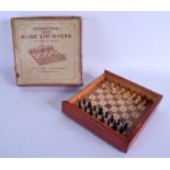 AN H P G & SONS OF LONDON SLIDE LID TRAVELLING CHESS GAME. (qty)