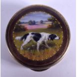 A FINE ANTIQUE SWISS SILVER AND ENAMEL SNUFF BOX AND COVER painted with hounds within landscapes. 6.