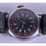 A VINTAGE BASIS SPORT WRISTWATCH with black and red dial. 3 cm wide.
