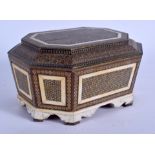 A 19TH CENTURY MIDDLE EASTERN ANGLO INDIAN IVORY BOX AND COVER decorated with star motifs. 14 cm x 1