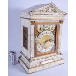 A RARE LARGE MID 19TH CENTURY ENGLISH EIGHT BELL CHIMING MANTEL CLOCK with highly unusual painted fa