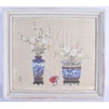A PAIR OF 19TH CENTURY CHINESE WATERCOLOUR PANELS Qing, depicting still lifes. Image 39 cm x 46 cm.