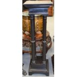AN ANTIQUE EBONISED CLASSICAL WOOD COLUMN STAND. 98 cm x 30 cm.