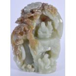 AN EARLY 20TH CENTURY CHINESE CARVED MUTTON JADE MOUNTAIN GROUP Qing/Republic. 16 cm x 8 cm.