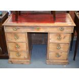 AN ANTIQUE PINE DESK. 105 cm x 78 cm.