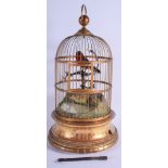 A RARE LARGE 19TH CENTURY CONTINENTAL AUTOMATON SINGING GILTWOOD BIRD CAGE possibly Bontemps, depict