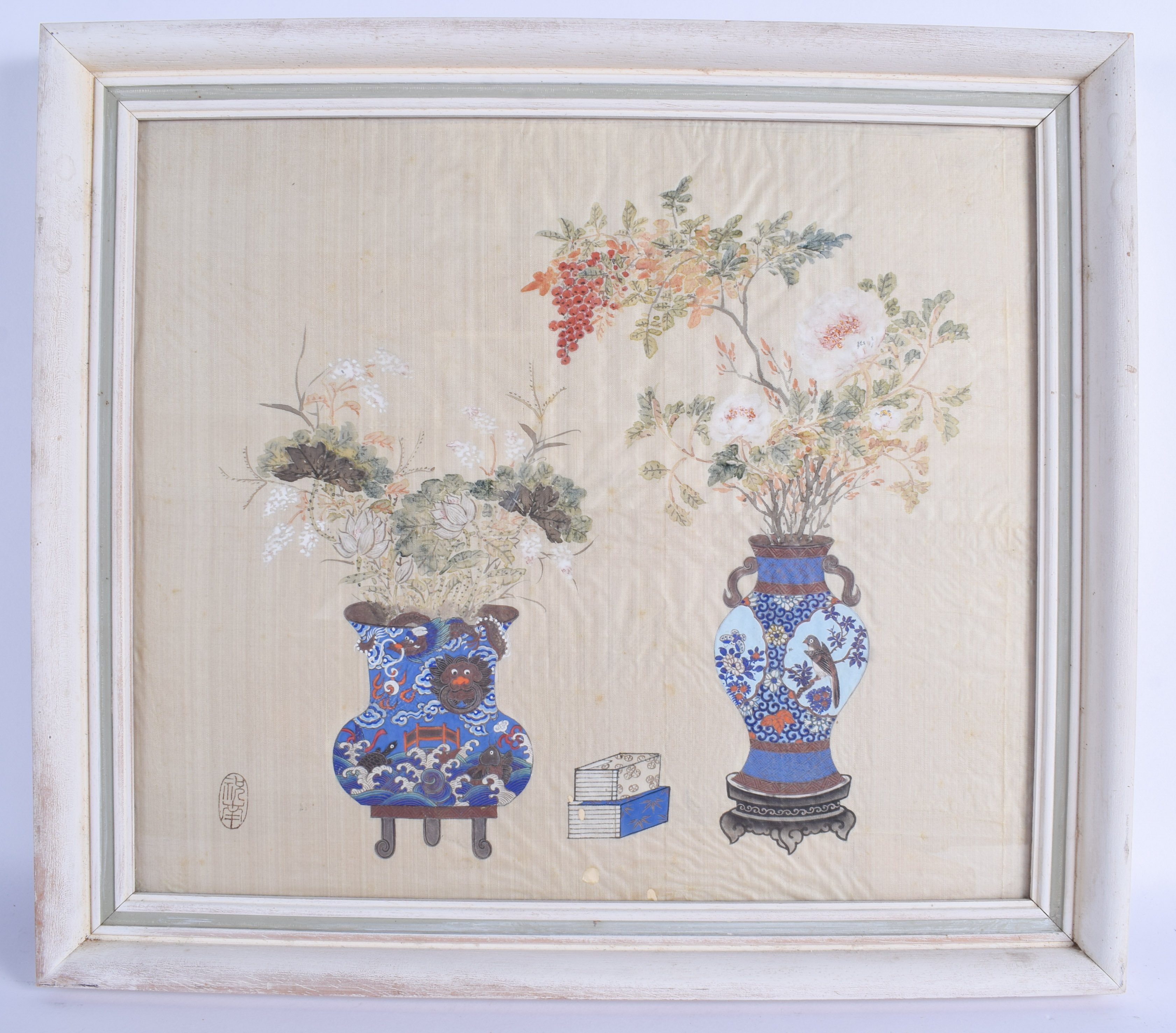 A PAIR OF 19TH CENTURY CHINESE WATERCOLOUR PANELS Qing, depicting still lifes. Image 39 cm x 46 cm. - Image 5 of 8