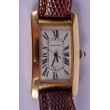 AN 18CT GOLD CARTIER GENTLEMANS WRISTWATCH with 18ct gold strap. 21.5 cm long, watch 4 cm x 2.75 cm.