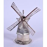 A RARE 19TH CENTURY DUTCH SILVER WINDMILL PEPPER POT. 2.2 oz. 12 cm x 5 cm.