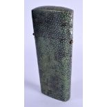A GEORGE III SHAGREEN CASED ETUI with ivory rule and instruments. 17 cm x 7 cm.