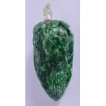 AN EARLY 20TH CENTURY CHINESE CARVED JADEITE SNUFF BOTTLE AND STOPPER Qing. 8.5 cm long.