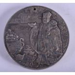 A CHINESE WHITE INGOT CIRCULAR MEDALLION 20th Century. 125 grams. 6 cm diameter.