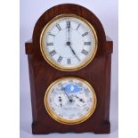 AN ANTIQUE MOONPHASE MAHOGANY MANTEL CLOCK. 25 cm x 13 cm.