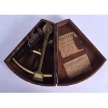 A 19TH CENTURY IRISH CASED MARITIME SEXTANT F M Moore of Belfast. Sextant 29 cm x 22 cm.