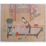 A FINE 18TH CENTURY CHINESE EROTIC WATERCOLOUR PAINTING Qianlong, depicting scenes of a sexual natur