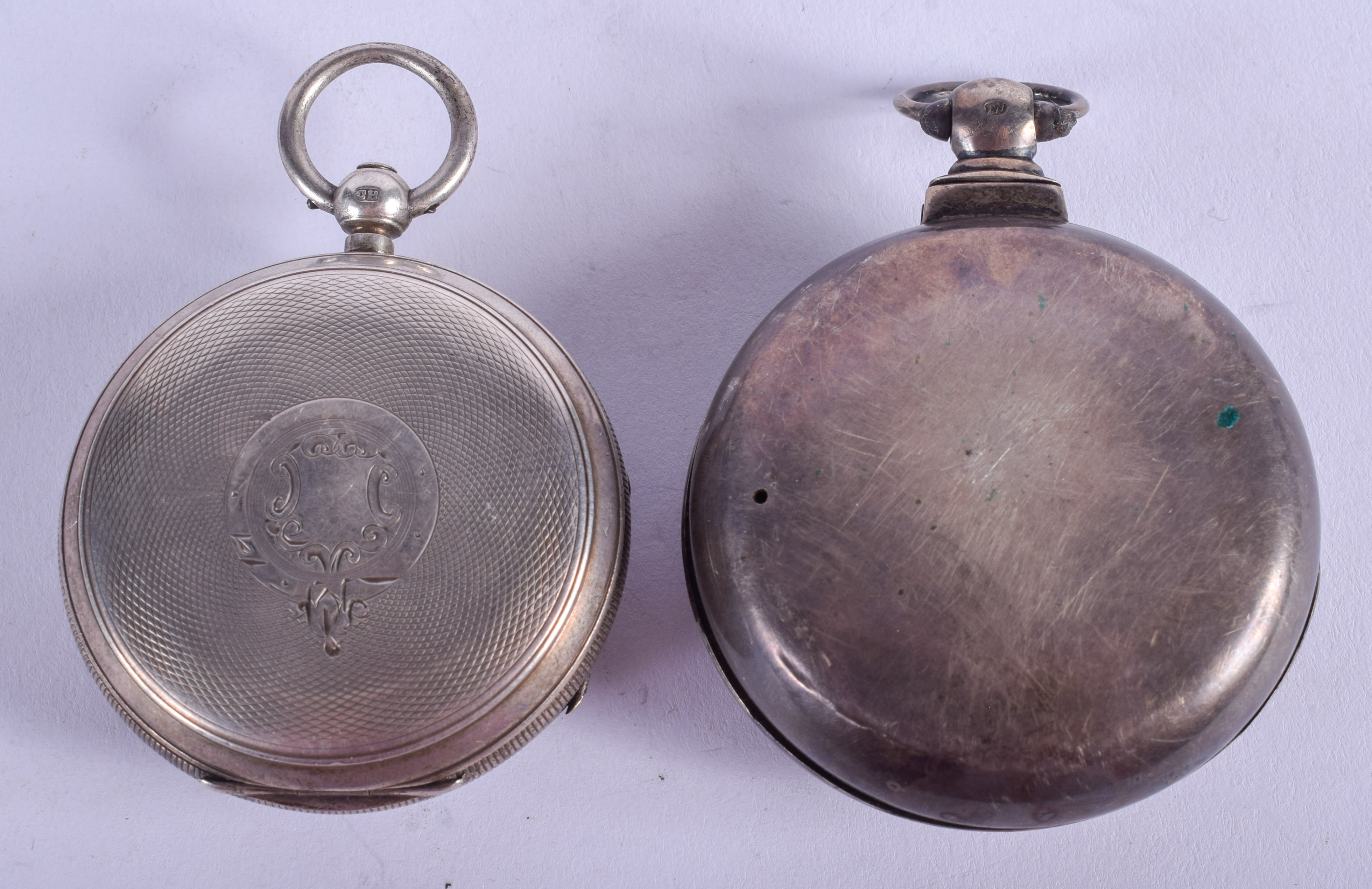 A GEORGE III PAIR CASED SILVER POCKET WATCH together with another. 5.5 cm wide. (2) - Image 2 of 3