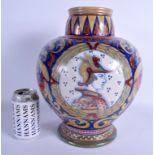 A LARGE EARLY 20TH CENTURY ITALIAN FAIENCE MAJOLICA TIN GLAZED VASE painted with portraits and folia