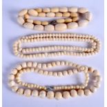 THREE 19TH CENTURY IVORY NECKLACES. (3)