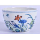 A FINE CHINESE QING DYNASTY DOUCAI PORCELAIN TEABOWL Yongzheng mark and possibly of the period. 6.5