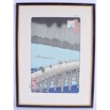 FIVE JAPANESE TAISHO PERIOD FRAMED PRINTS possibly Woodblocks Image 38 cm x 20 cm. (5)
