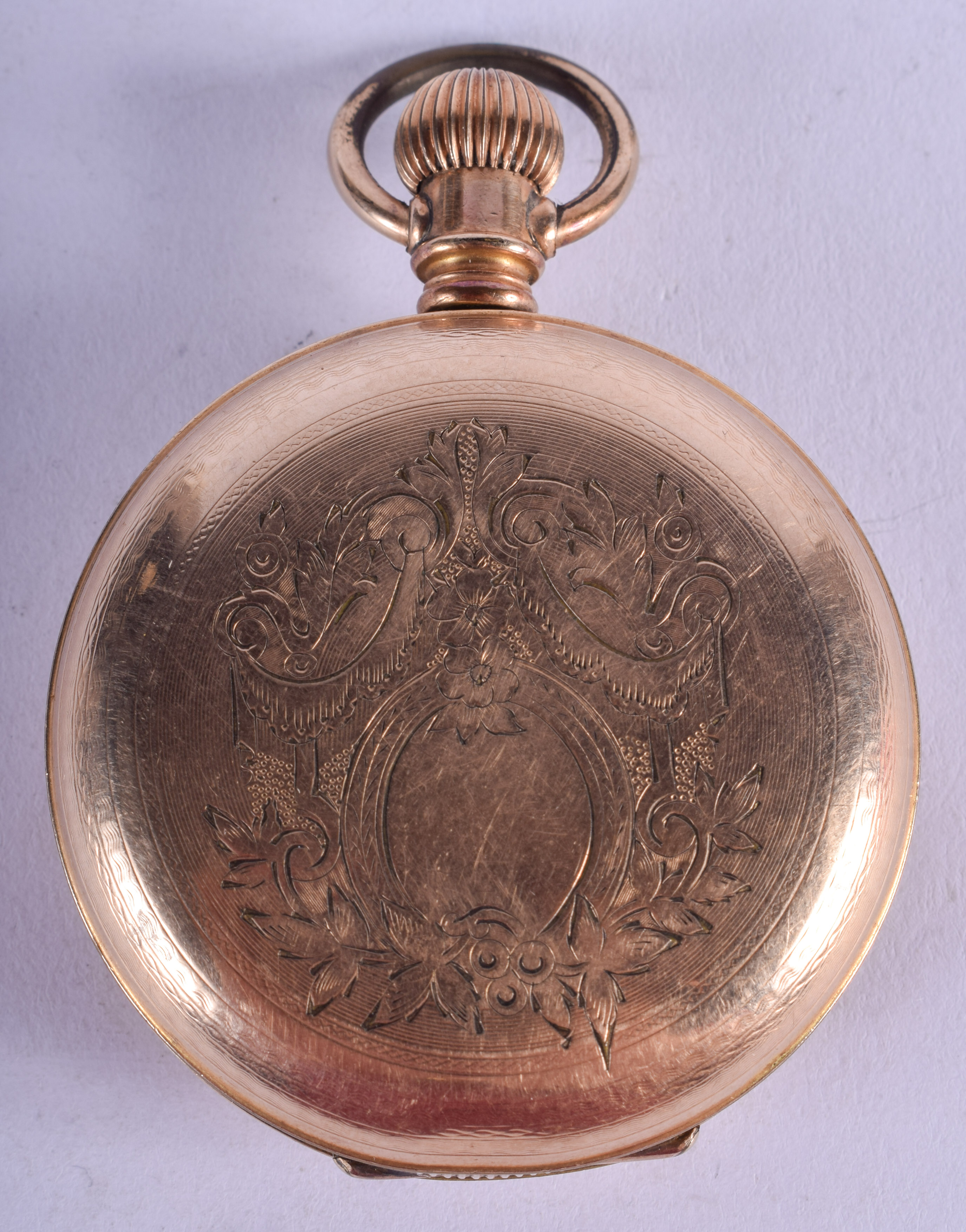 AN ANTIQUE GOLD PLATED WALTHAM POCKET WATCH. 5.25 cm wide. - Image 2 of 3