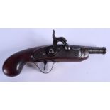 A 19TH CENTURY CONTINENTAL PISTOL with fruitwood grip. 18 cm wide.