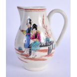 AN 18TH CENTURY WORCESTER SPARROW BEAK JUG enamelled with Oriental figures. 12 cm high.