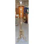 A BRASS STANDARD LAMP. 151 cm high.